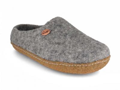 WoolFit Barfu�hausschuh Footprint Naturgummisohle, Grau