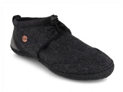 Filz Barfu�schuh Hausschuh WoolFit Grau Schwarz