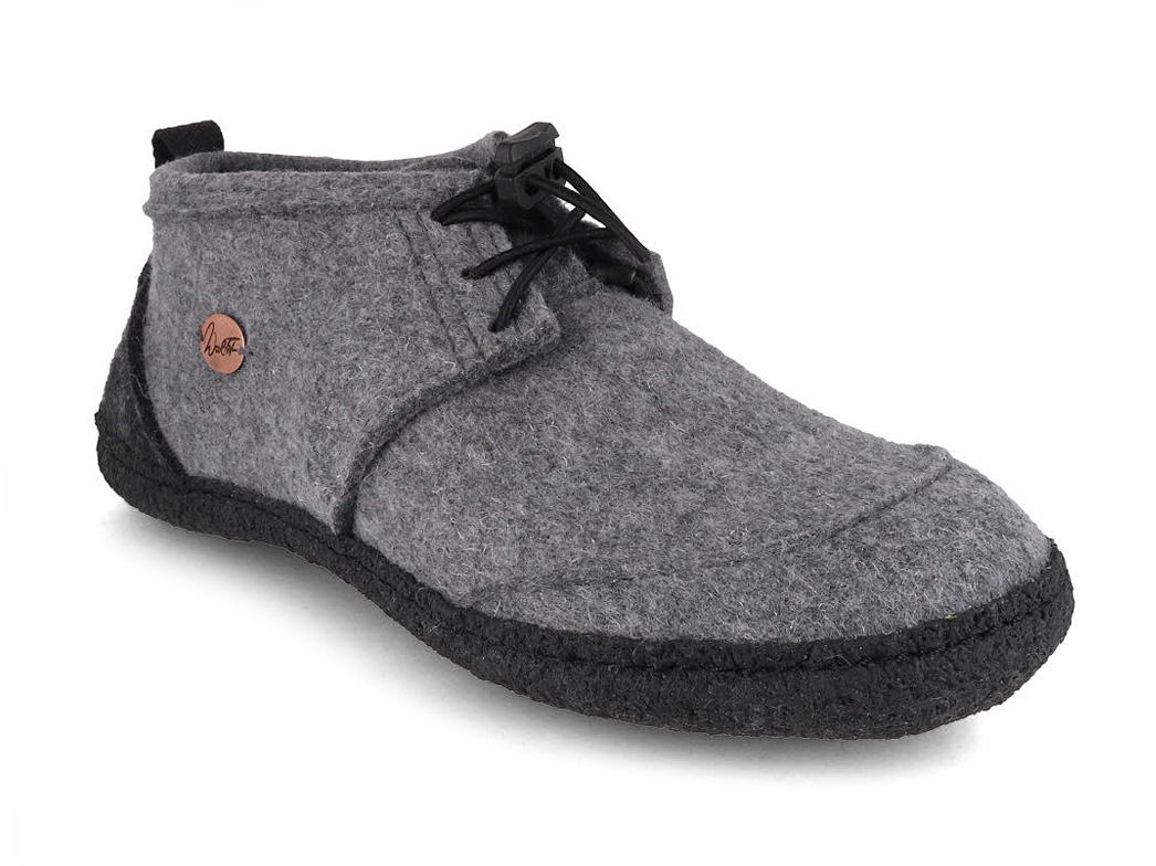 WoolFit� Nomad Barfu�hausschuhe, hellgrau schwarz