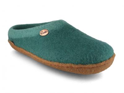 WoolFit� Sherpa Filzpantoffeln mit Naturgummisohle,gr�n