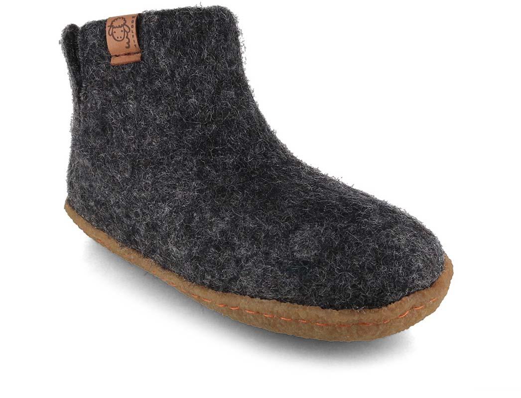 WoolFit� Yeti Kids Filz Boots mit Gummisohle, dark grey