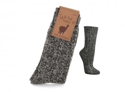 WoolFit Alpaka Wollsocken 100%Naturfaser, schwarzweiss
