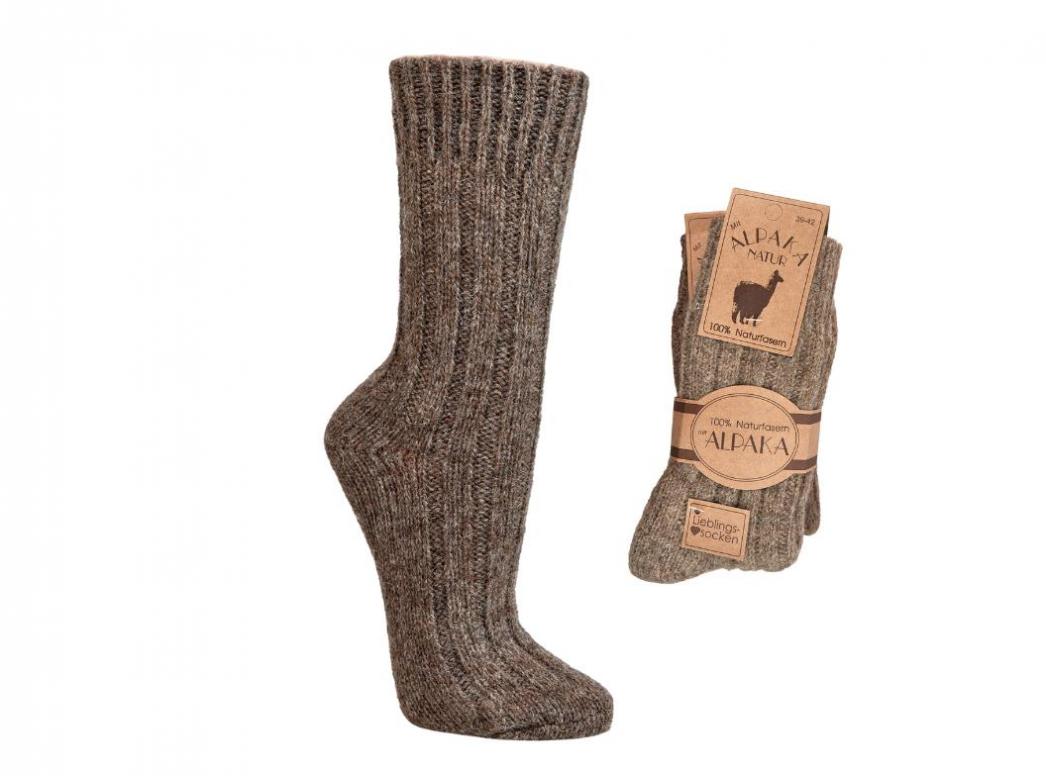 WoolFit� extra warme Alpaka Wollsocken aus 100% nat�rlicher Wolle, braun