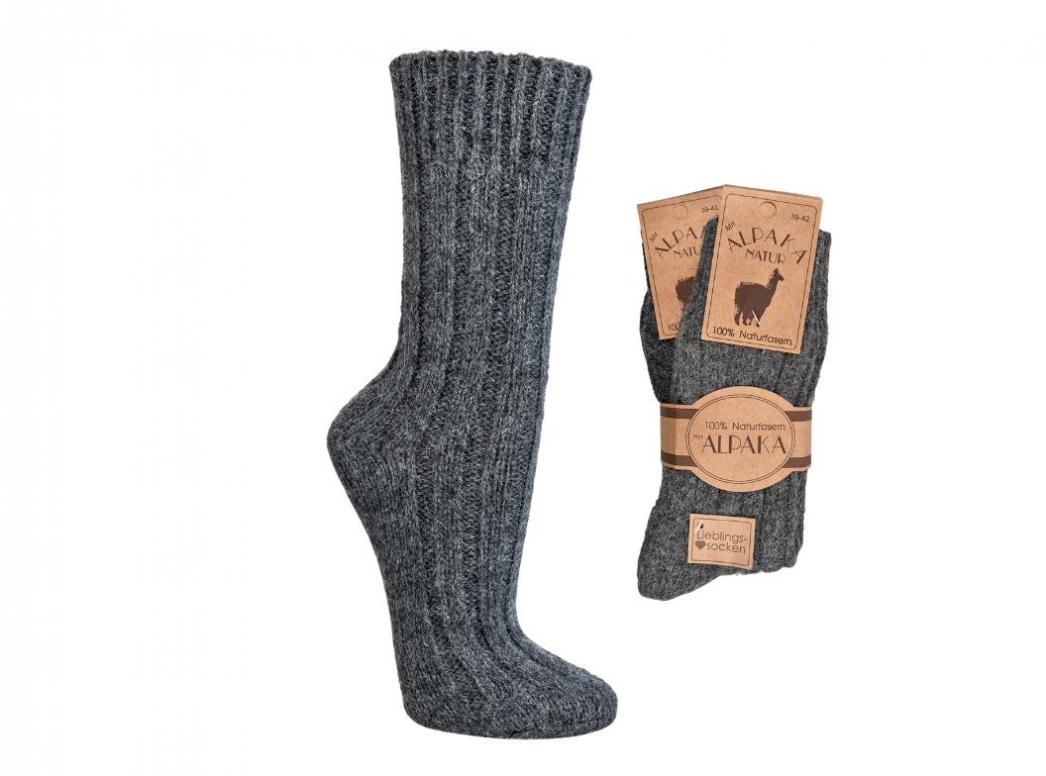 WoolFit� extra warme Alpaka Wollsocken aus 100% nat�rlicher Wolle, grau