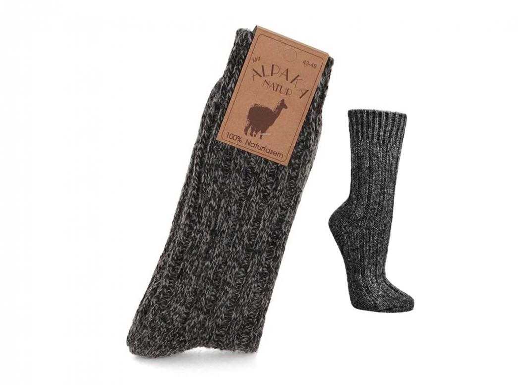 WoolFit� extra warme Alpaka Wollsocken aus 100% nat�rlicher Wolle, graumeliert